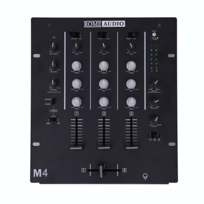 Rome Audio M4 – 3-Channel DJ Mixer with EQ & Crossfader